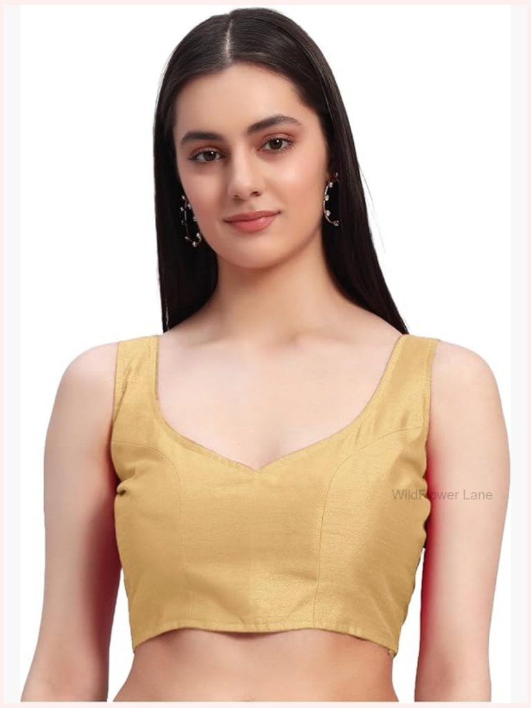 Sleeveless Silk Saree Blouse Crop Top Party Wear